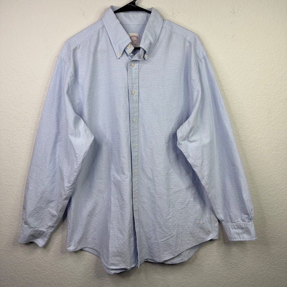 Brooks Brothers Shirt Mens L Blue‎ Textured Long Sleeve Button Oxford Preppy